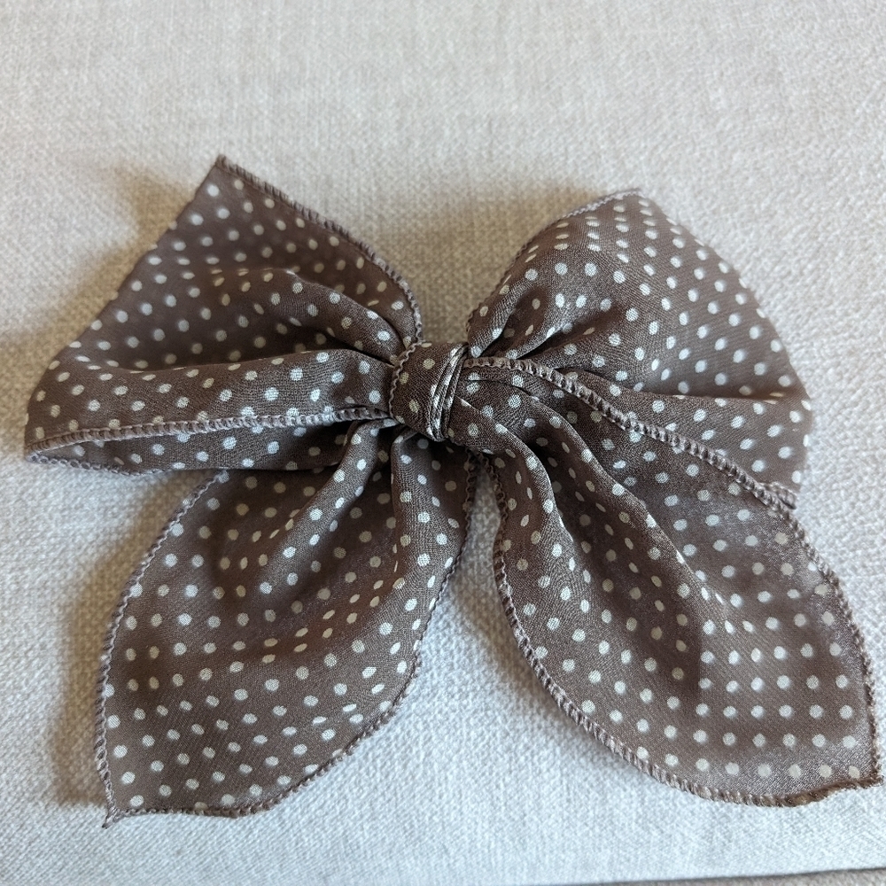 Modcloth | Brown and White Polka Dot Bow Hair Accessory
